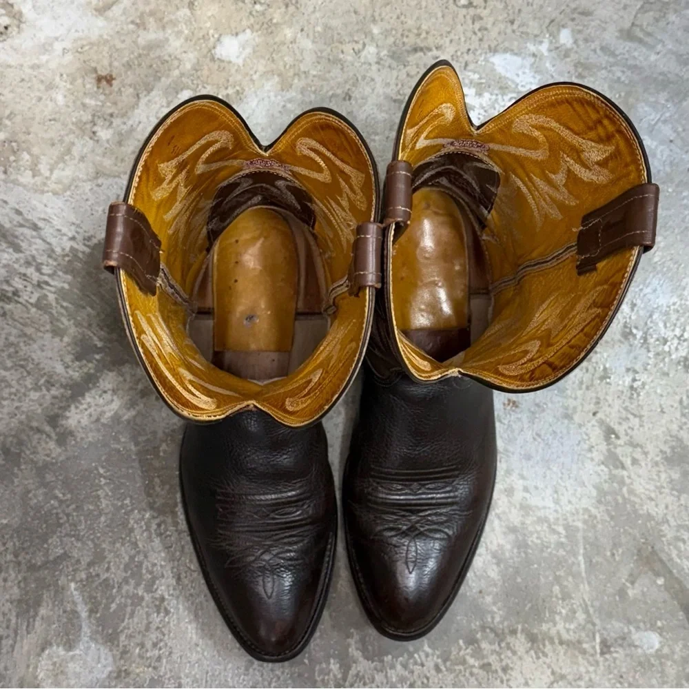 Vintage Nocona Cowboy Boots 11.5D USA Made Brown Western Leather